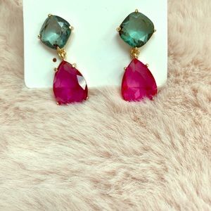 Pink and green earrings